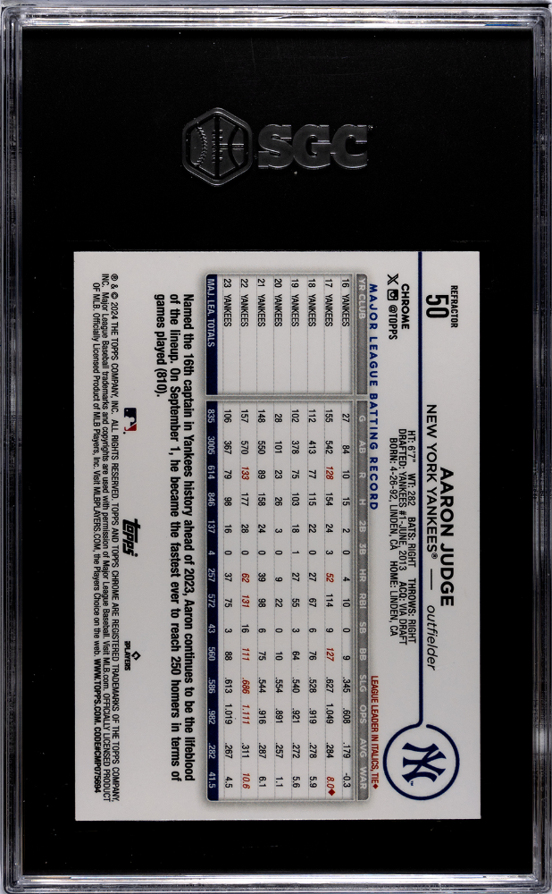 2024 Topps Chrome Aaron Judge #50 Refractor SGC 9
