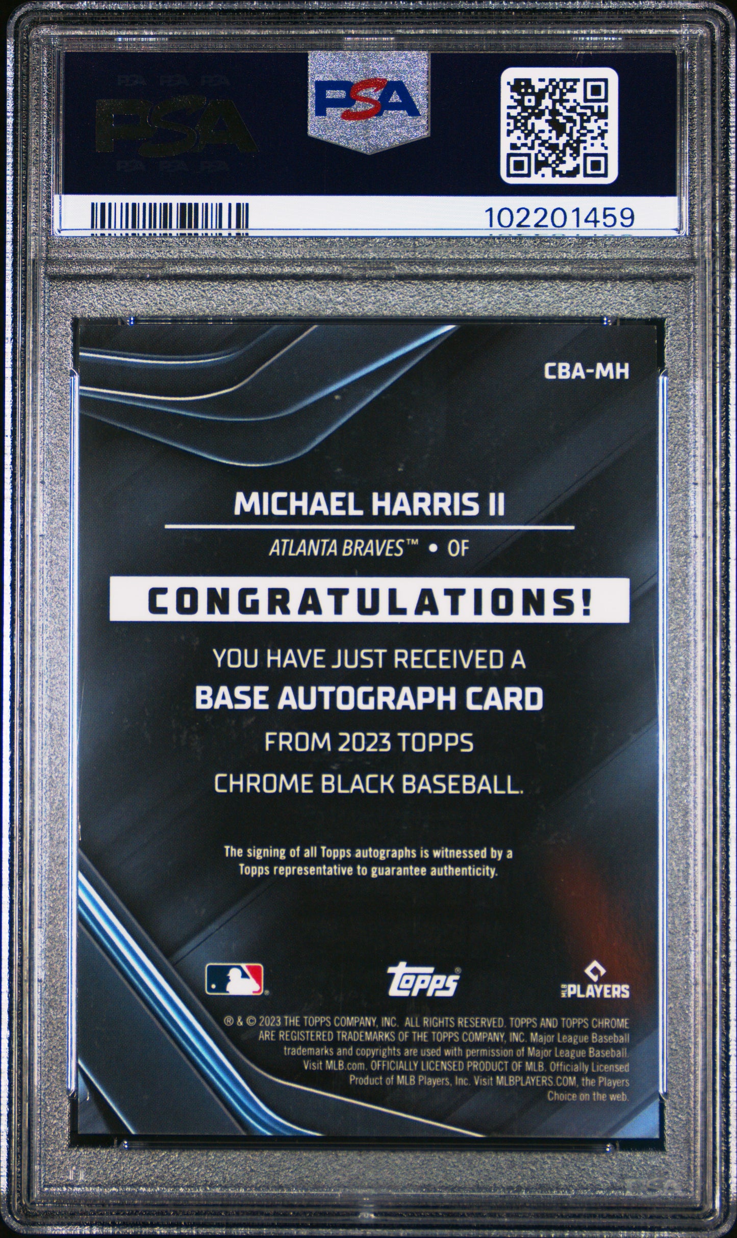 2023 Topps Chrome Black Autographs Michael Harris II #MH Refractor 148/150 PSA 9