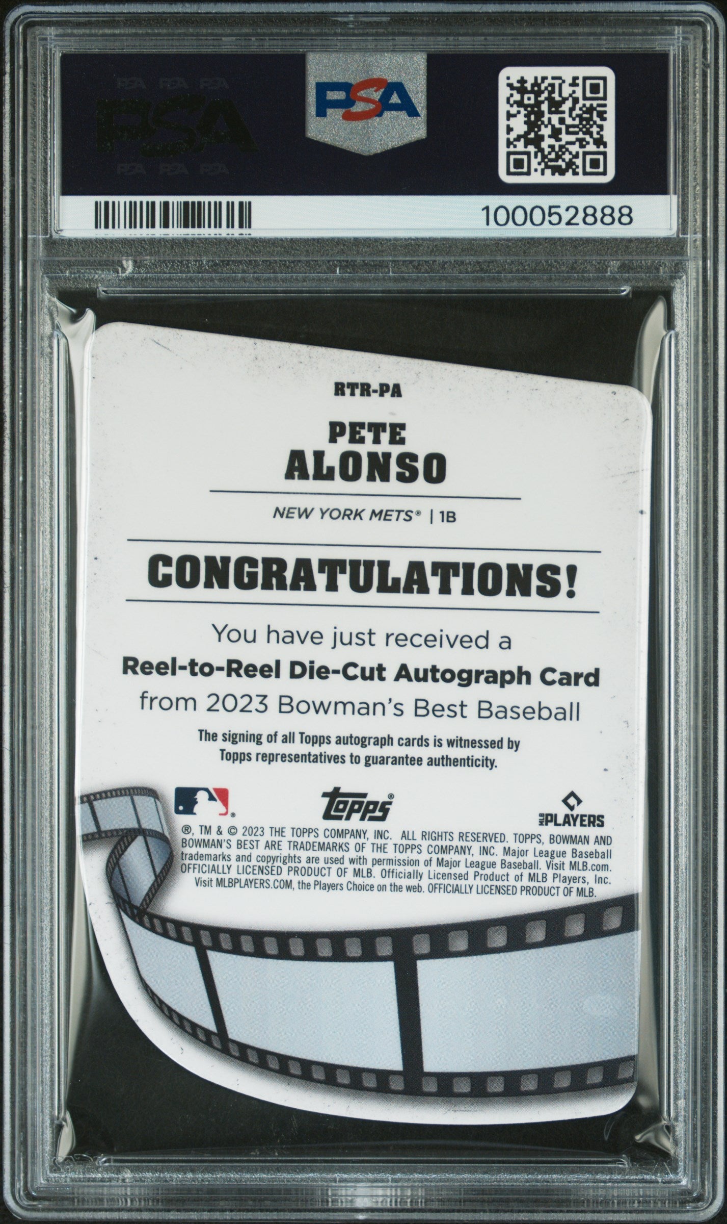 2023 Bowman's Best Reel To Reel Die-Cuts Auto Pete Alonso #RTRPA /150 PSA 9