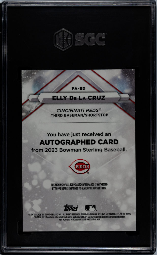 2023 Bowman Sterling Elly De La Cruz #PA-ED Pros. Autograph Wave Refractor SGC 9
