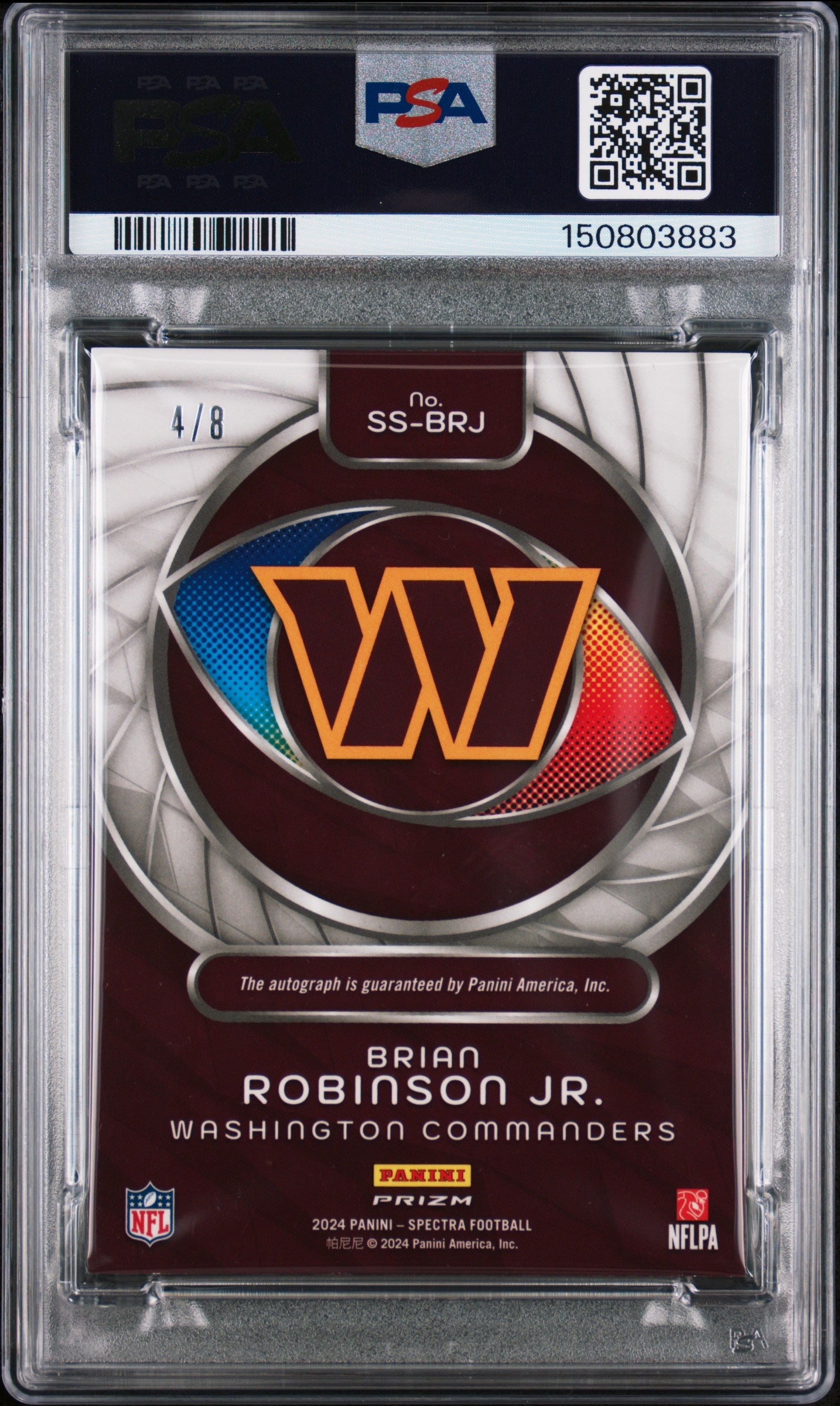 2025 Panini National Brian Robinson JR. #BRJ '24 Spctrl SIG Neon Spltr PSA