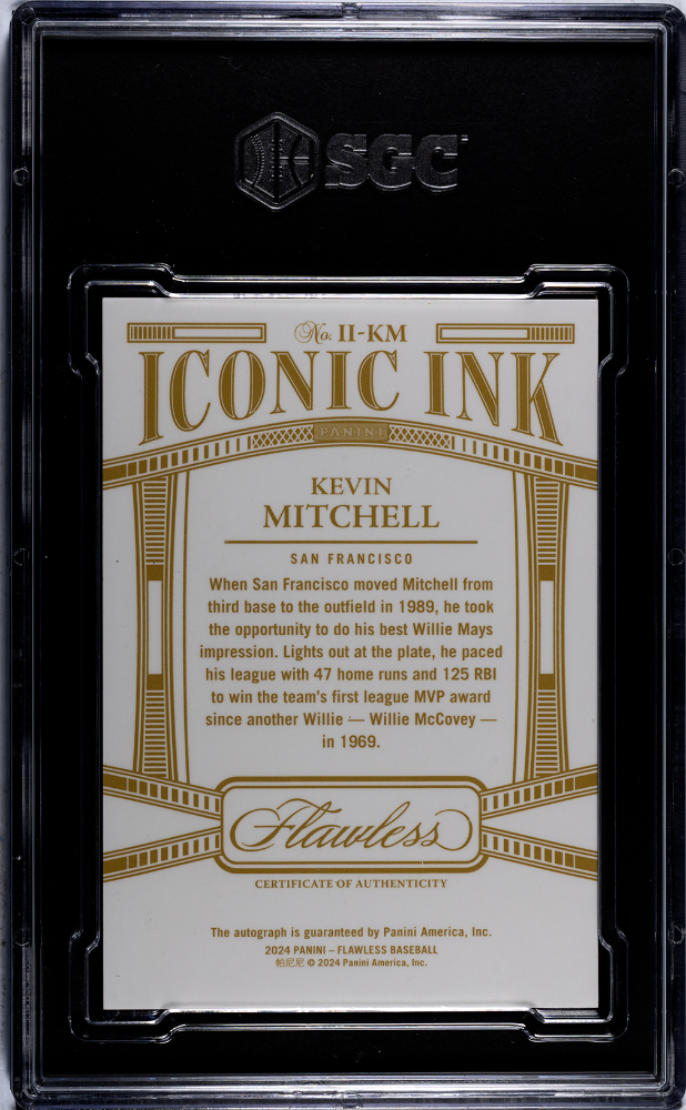 2024 Panini Flawless Kevin Mitchell #II-KM Iconic Ink Emerald SGC 9 Auto 10
