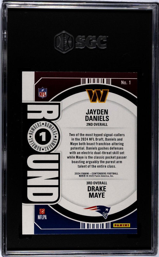 2024 Panini Contenders Daniels Maye #1 Round Numbers Red SGC 8.5