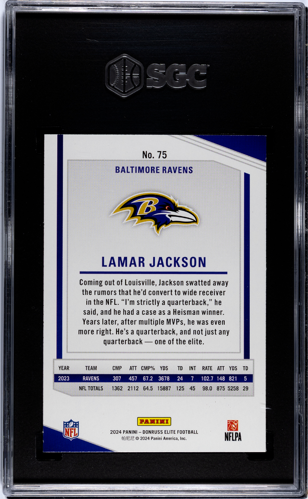 2024 Panini Elite Lamar Jackson #75 Razzle Dazzle SGC 9.5