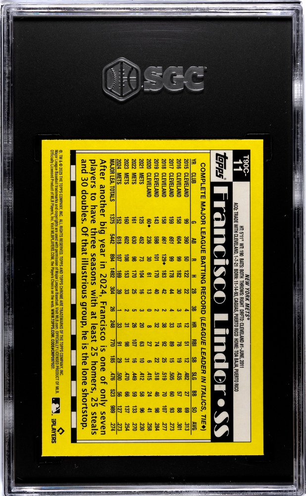 2025 Topps Francisco Lindor #T90C-11 Chrome '90 SGC 9.5