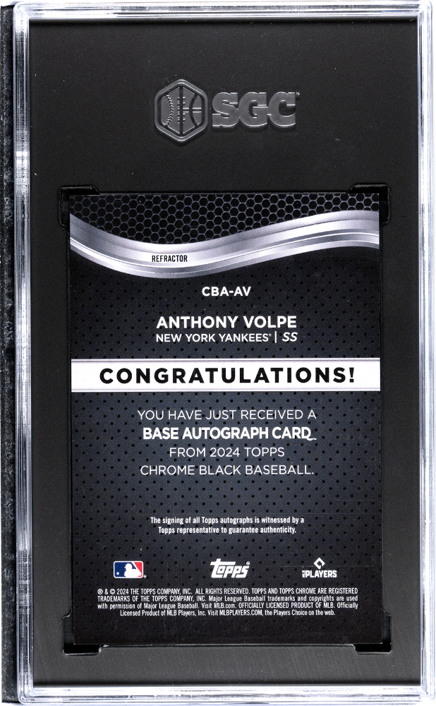 2024 Topps Chrome Black Anthony Volpe #CBA-AV  Refractor SGC 9.5 Auto 10