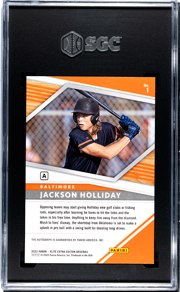 2022 Panini Elite Extra Edition Jackson Holliday #1 Prime Numbers SGC 9