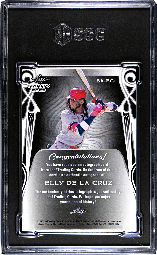 2023 Leaf Trinity Elly De La Cruz #BA-EC1 Autograph Platinum SGC 9 Auto 10