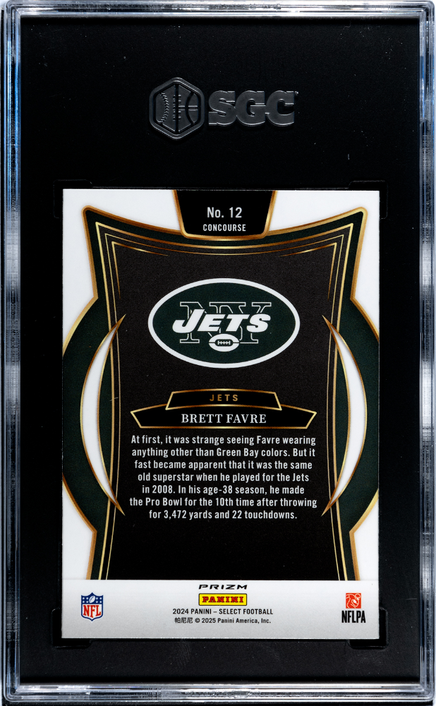 2024 Panini Select Brett Favre #12 Black & Red Shock Prizm SGC 9