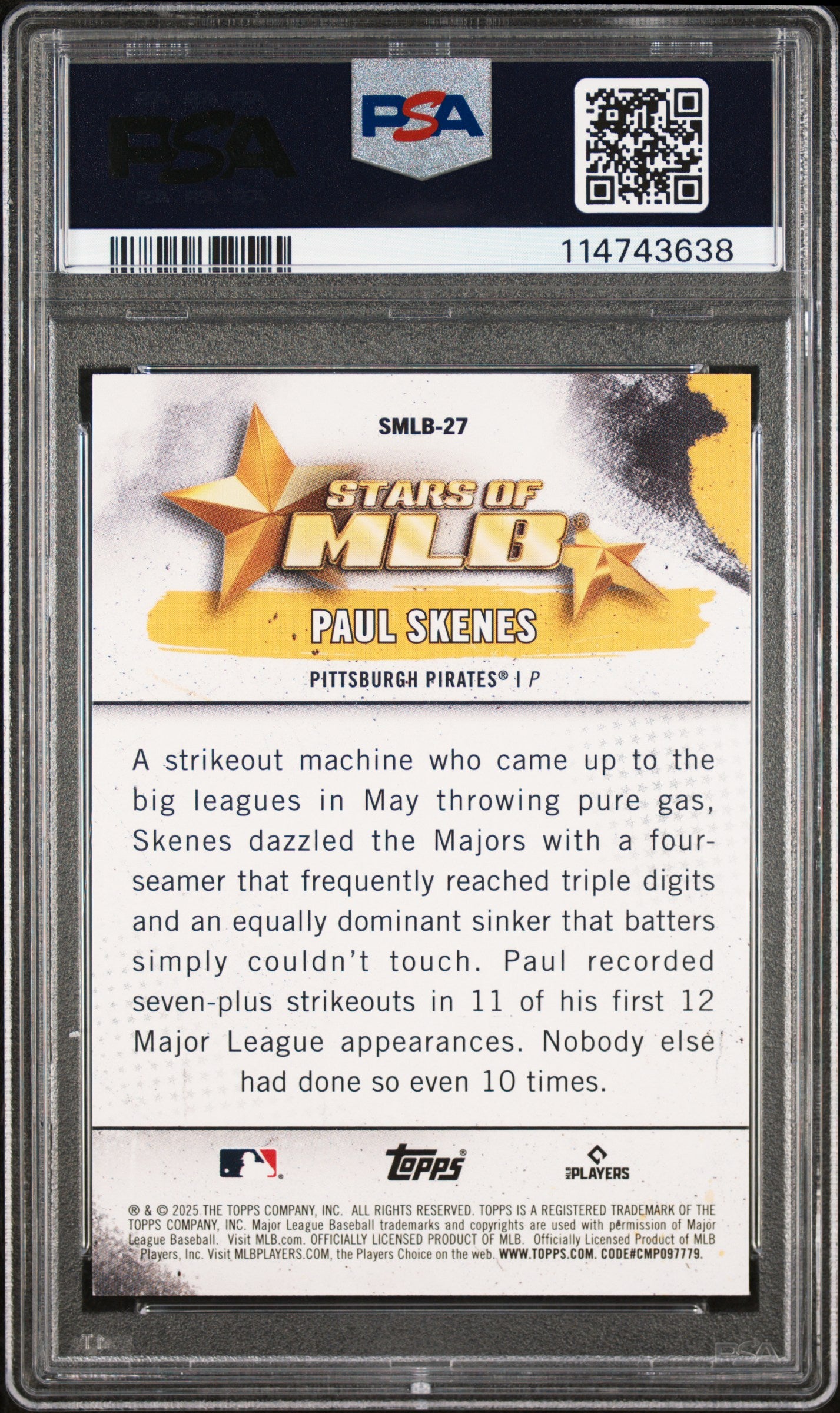 2025 Topps Stars Of MLB Paul Skenes #SMLB27 PSA 9