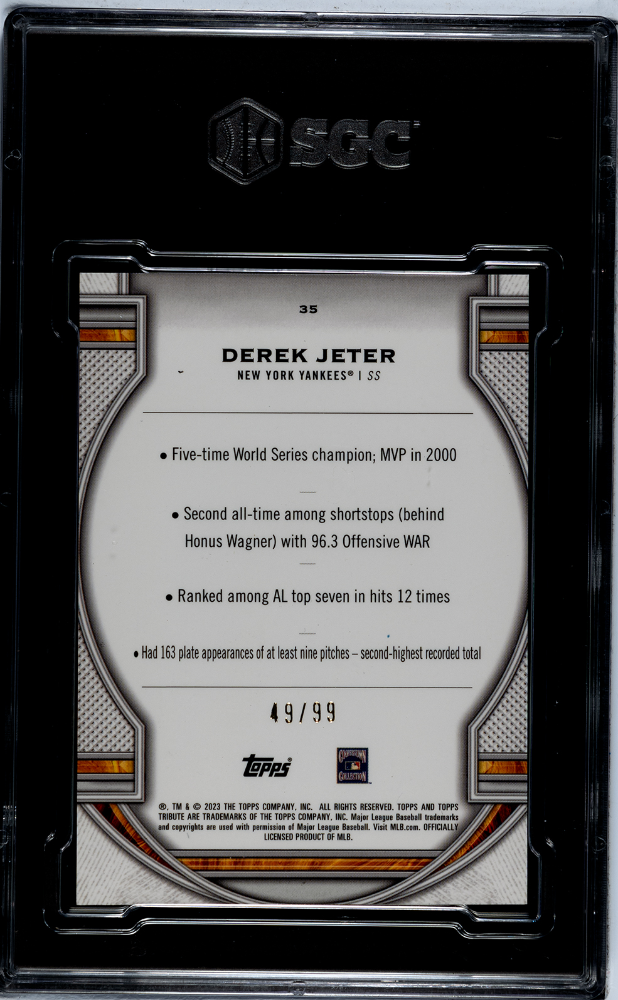 2023 Topps Tribute Derek Jeter #35 Green SGC 9