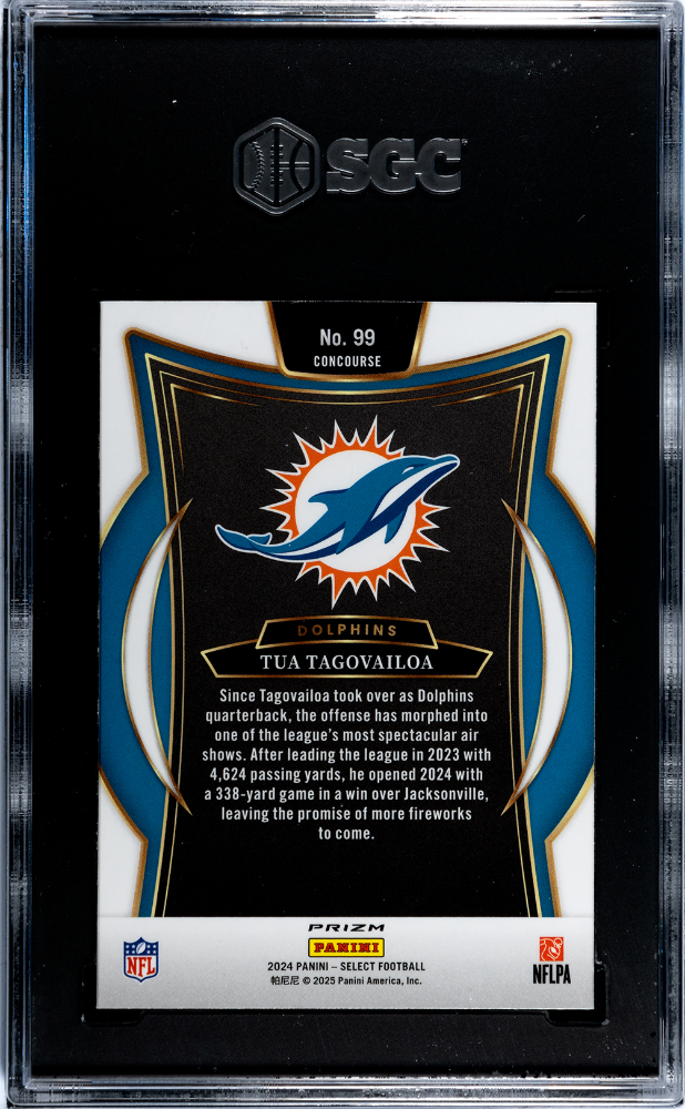 2024 Panini Select Tua Tagovailoa #99 Black & Green Shock Prizm SGC 8