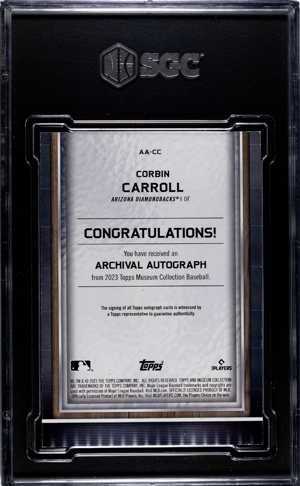 2023 Topps Museum Collection Corbin Carroll #AA-CC Archival SGC 8.5 Auto 10