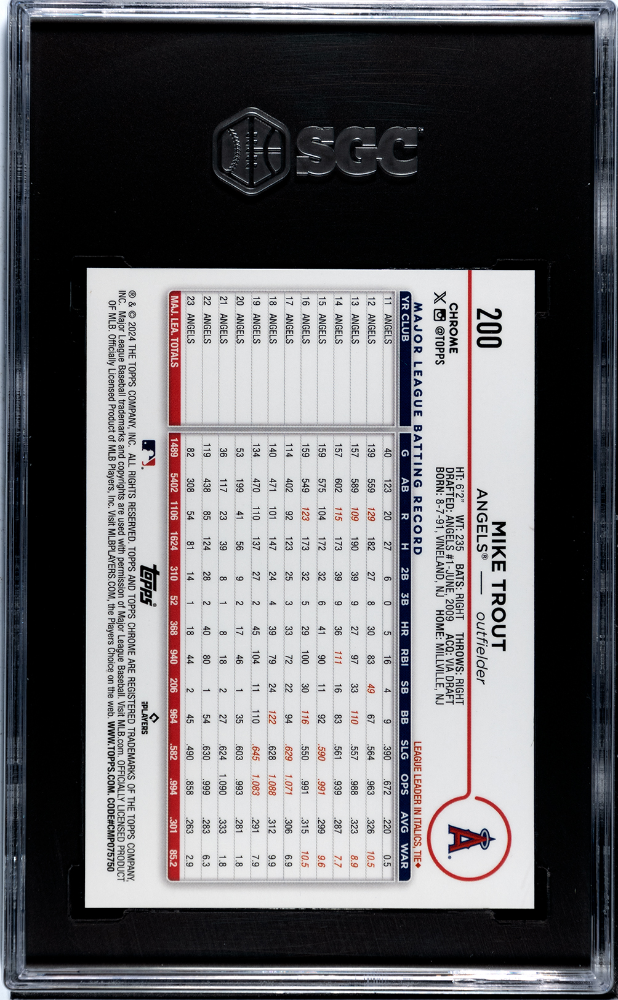 2024 Topps Chrome Mike Trout #200 SP SGC 9