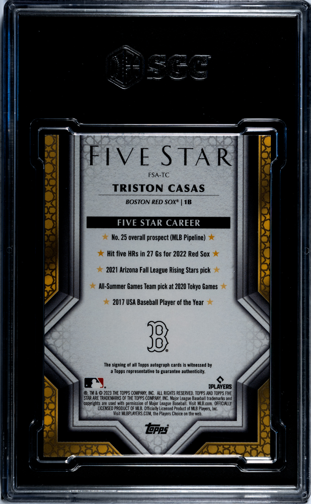2023 Topps Five Star Triston Casas #FSA-TC Autograph Green SGC 9