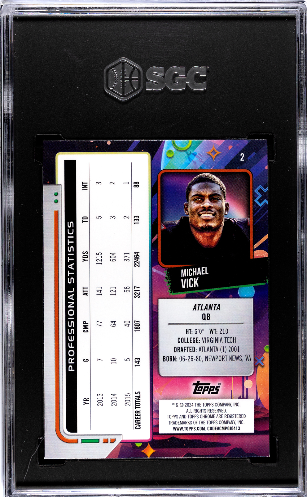 2024 Topps Cosmic Chrome Michael Vick #2 Purple Nebula Refractor SGC 9.5
