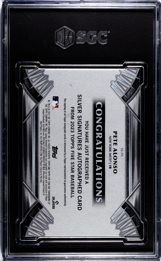 2023 Topps Five Star Pete Alonso #SS-PA Silver Sigs. SGC 9