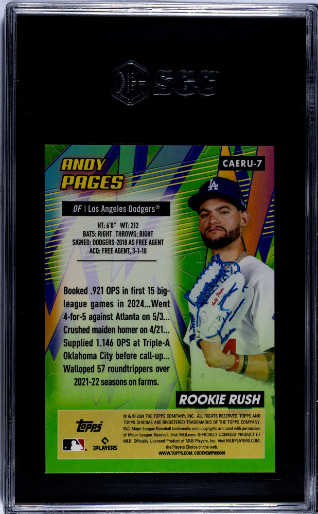 2024 Topps Chrome Update Andy Pages #CAERU-7 All Etch Rookie Rush SGC 10