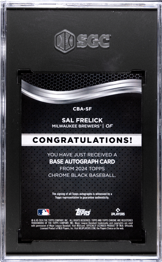 2024 Topps Chrome Black Sal Frelick #CBA-SF Autograph Gold Refractor SGC 9.5