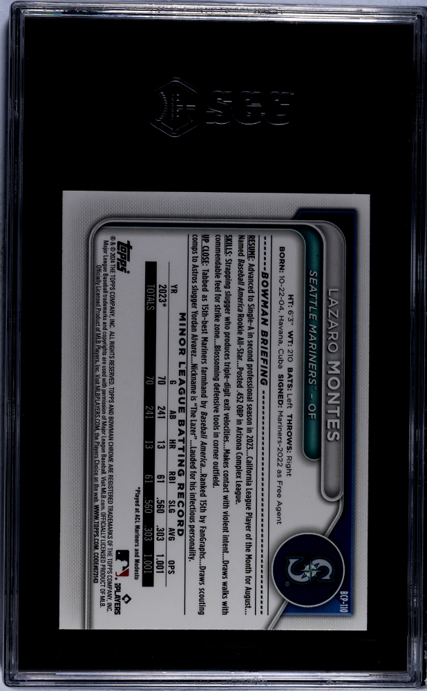 2024 Bowman Sapphire Lazaro Montes #BCP-110 Chrome Prospect SGC 9.5