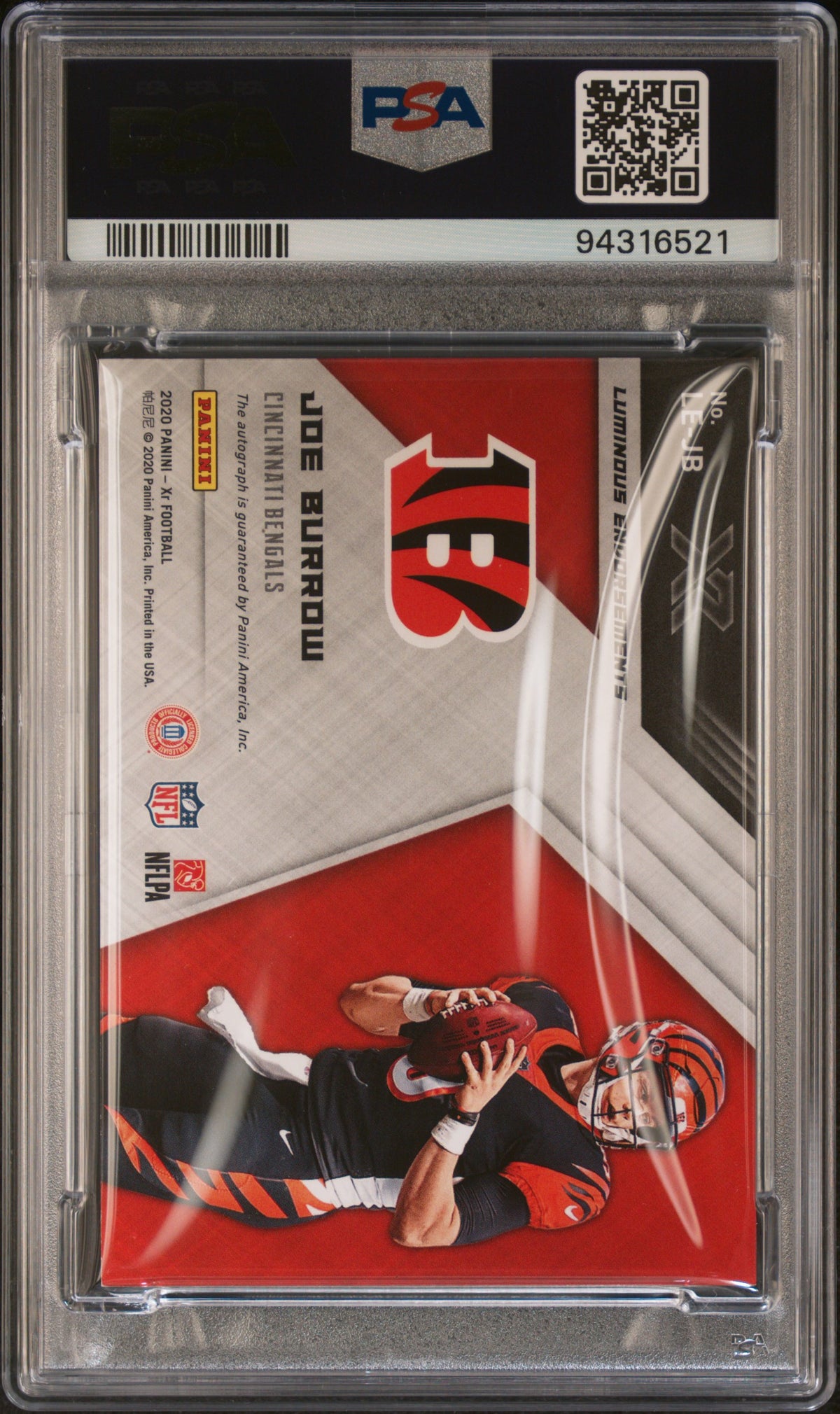 2020 Panini XR Luminous Endorsements Autographs Joe Burrow #LEJB auto Gold 3/5