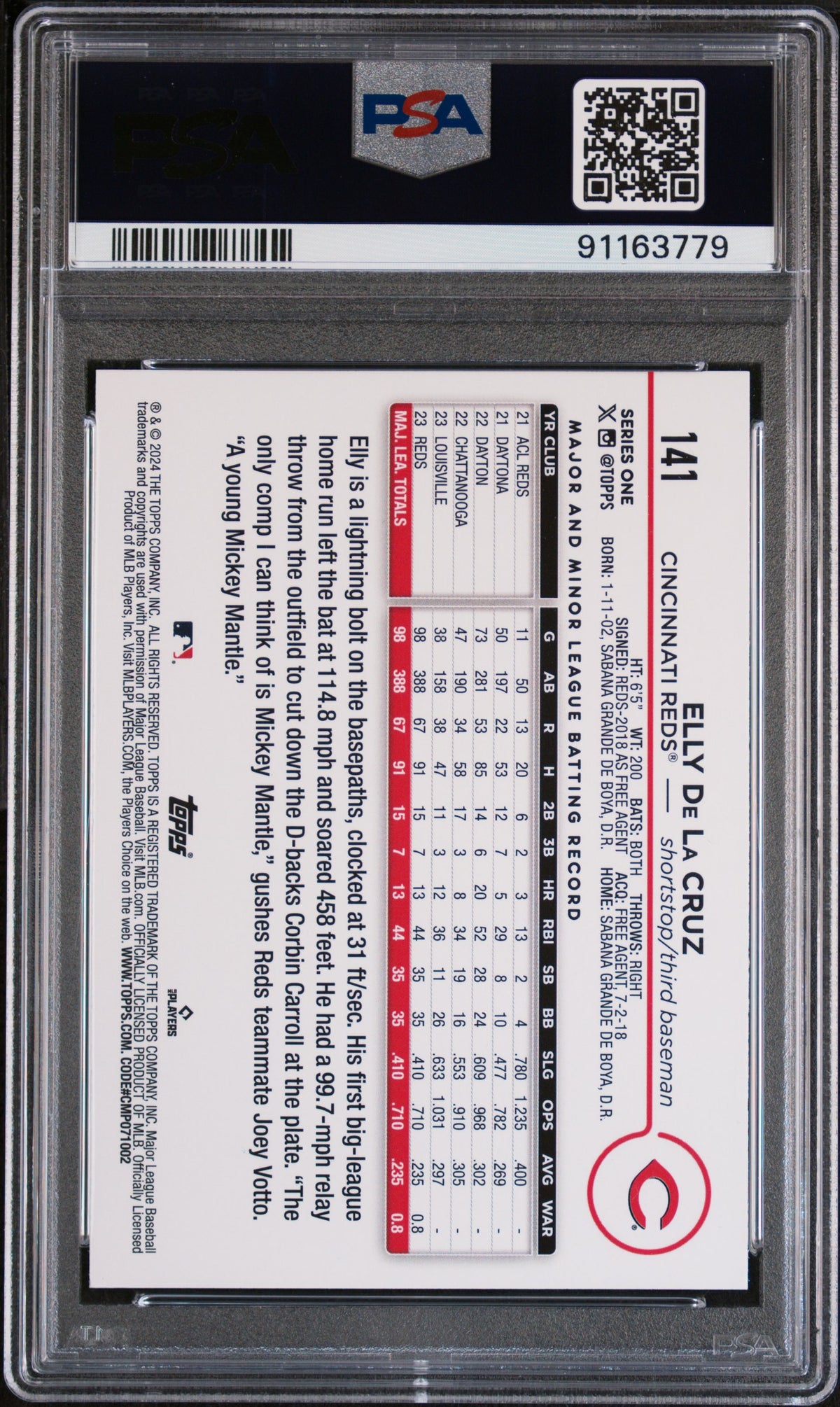 2024 Topps Elly De La Cruz #141 Gold Foil PSA 10