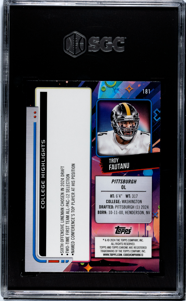 2024 Topps Cosmic Chrome Troy Fautanu #181 Nucleus Refractor SGC 10