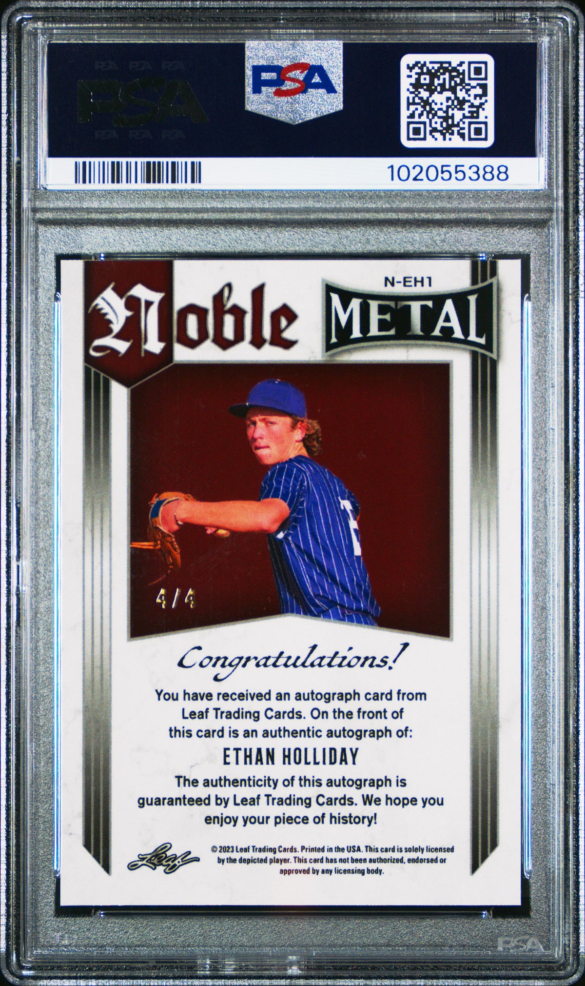 2023 Leaf Eclectic Metal Flashback  Auto Ethan Holliday #NEH1  Org Wave PSA 10