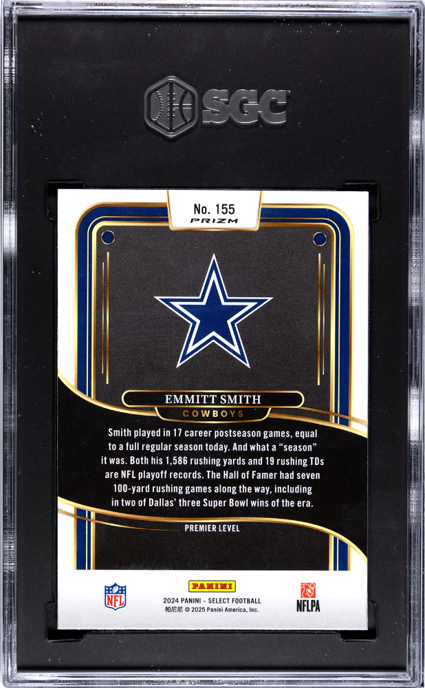 2024 Panini Select Emmitt Smith #155 Red & Blue Shock Prizm SGC 9