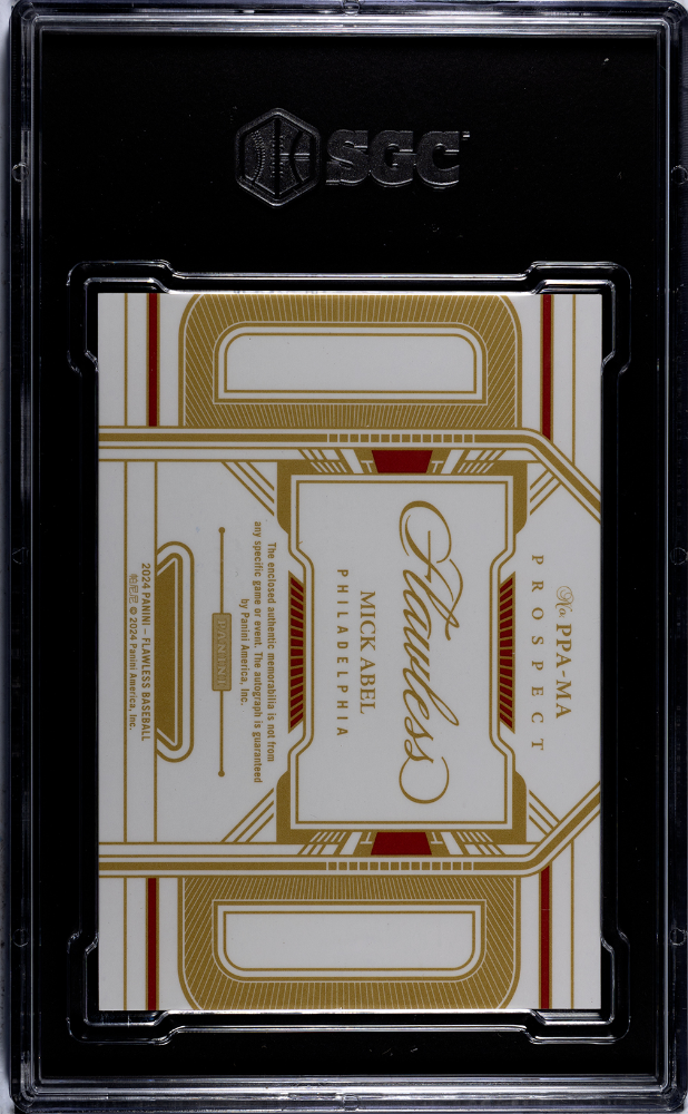 2024 Panini Flawless Mick Abel #PPA-MA Prospect Patch Sapphire SGC 9 Auto 10