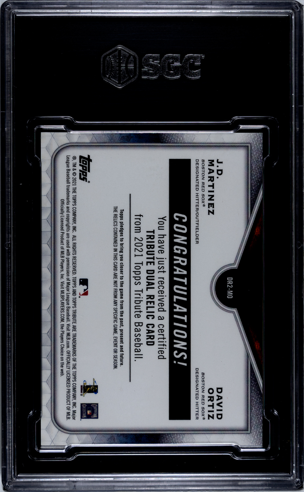 2021 Topps Tribute Martinez Ortiz #DR2-MO Dual 1/1 Relics Black SGC 9