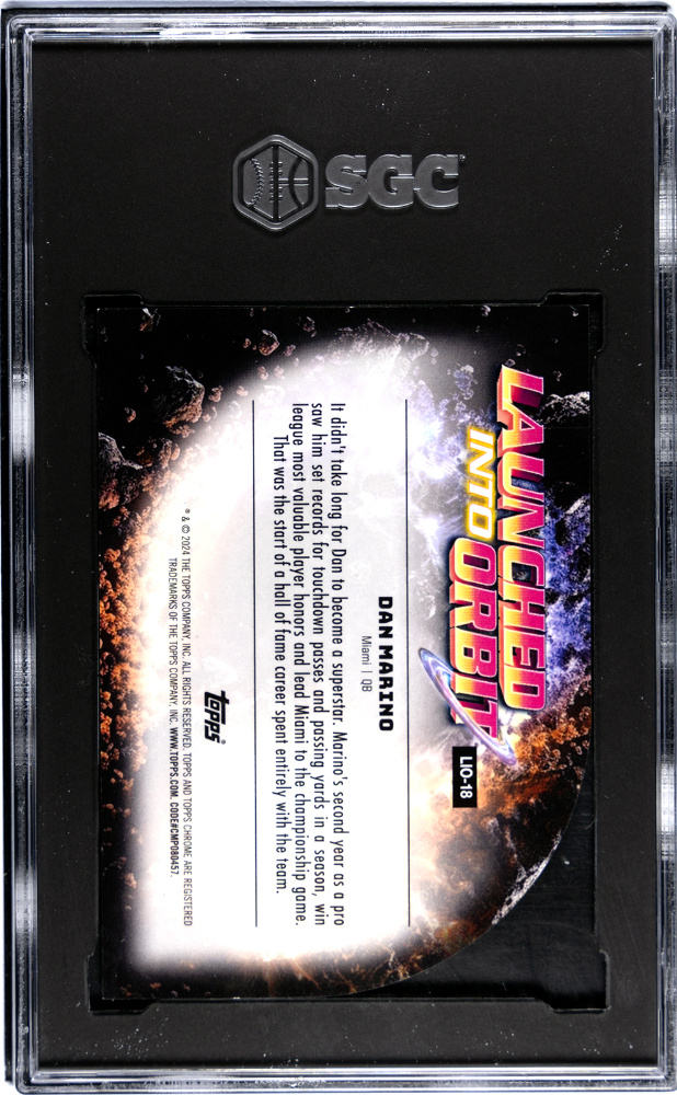 2024 Topps Cosmic Chrome Dan Marino #LIO-18 Into Orbit Blue Moon Refractor SGC 9