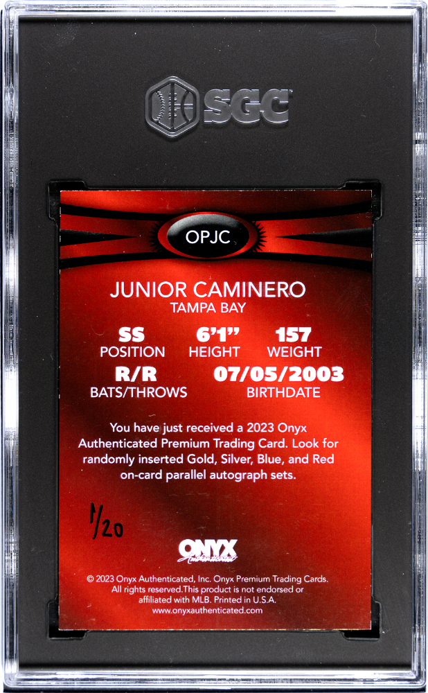 2023 Onyx Premium Jackson Chourio #OPJC Autograph Red SGC 8