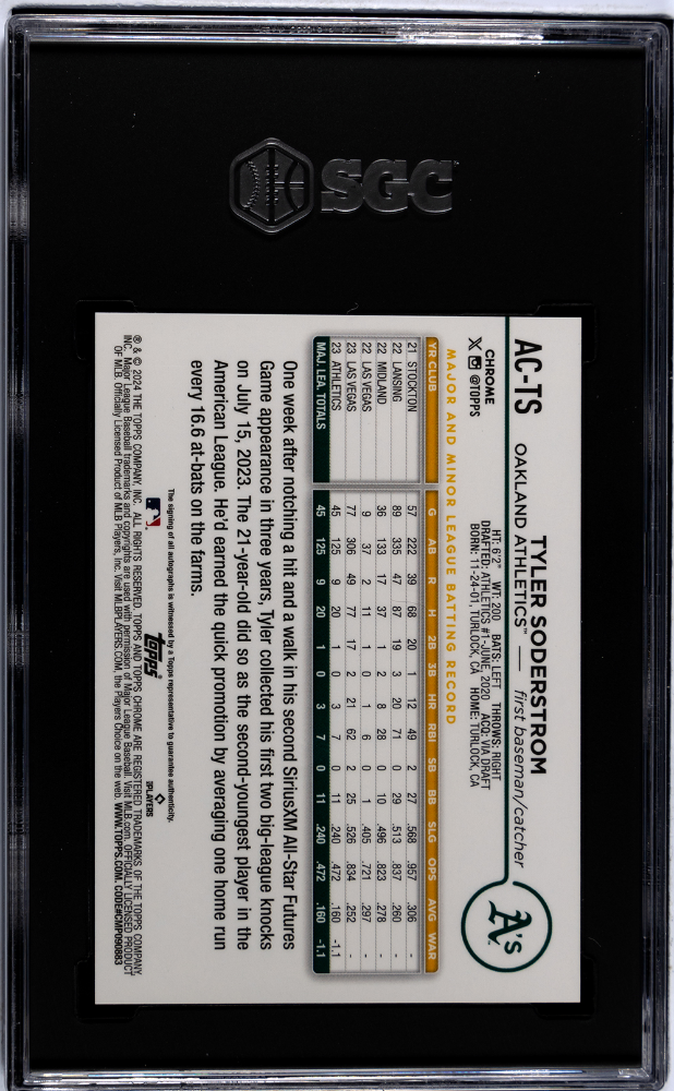 2024 Topps Chrome Update Tyler Soderstrom #AC-TS Purple Refractor SGC 9.5