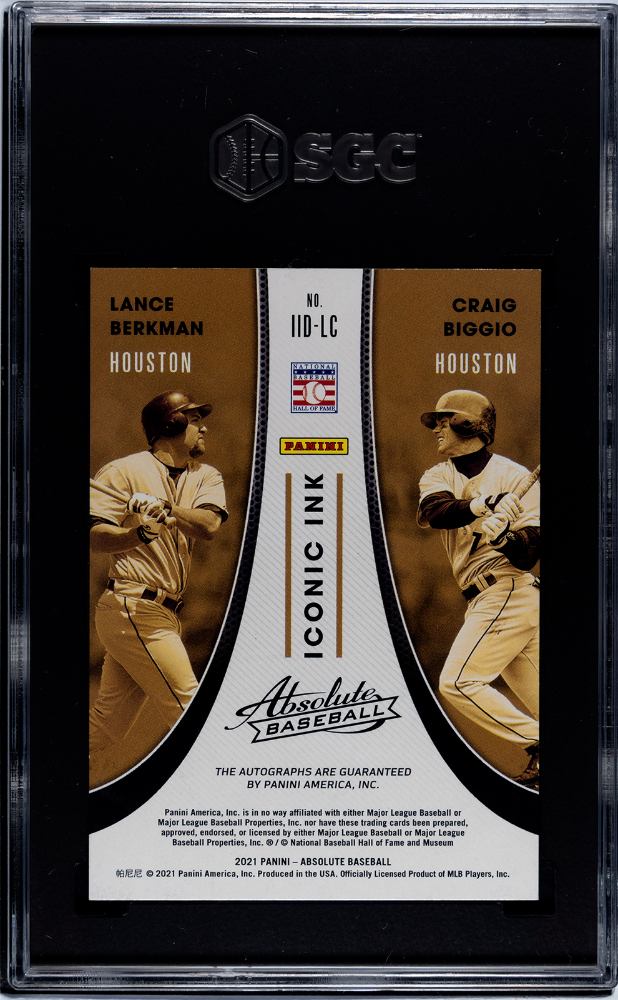 2021 Panini Absolute Berkman Biggio #IID-LC Iconic Ink Duals SGC 9 Auto 10