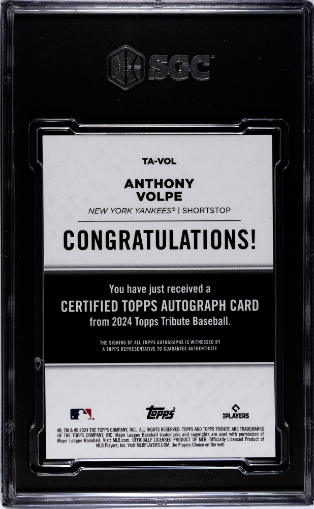 2024 Topps Tribute Anthony Volpe #TA-VOL Autograph Green SGC 9.5 Auto 10