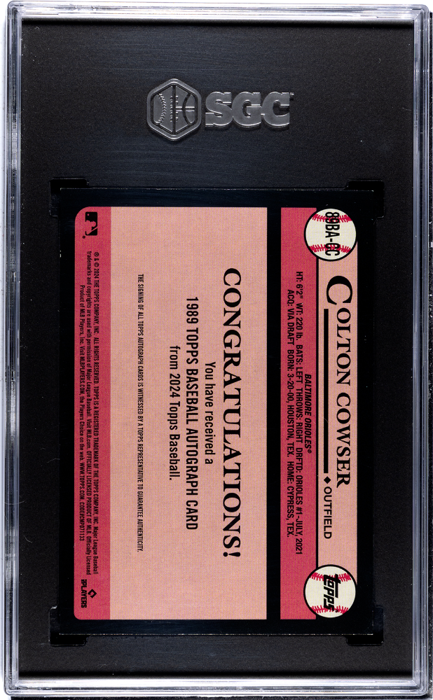 2024 Topps Colton Cowser #89BA-CC 89 Autograph SGC 8.5 Auto 10