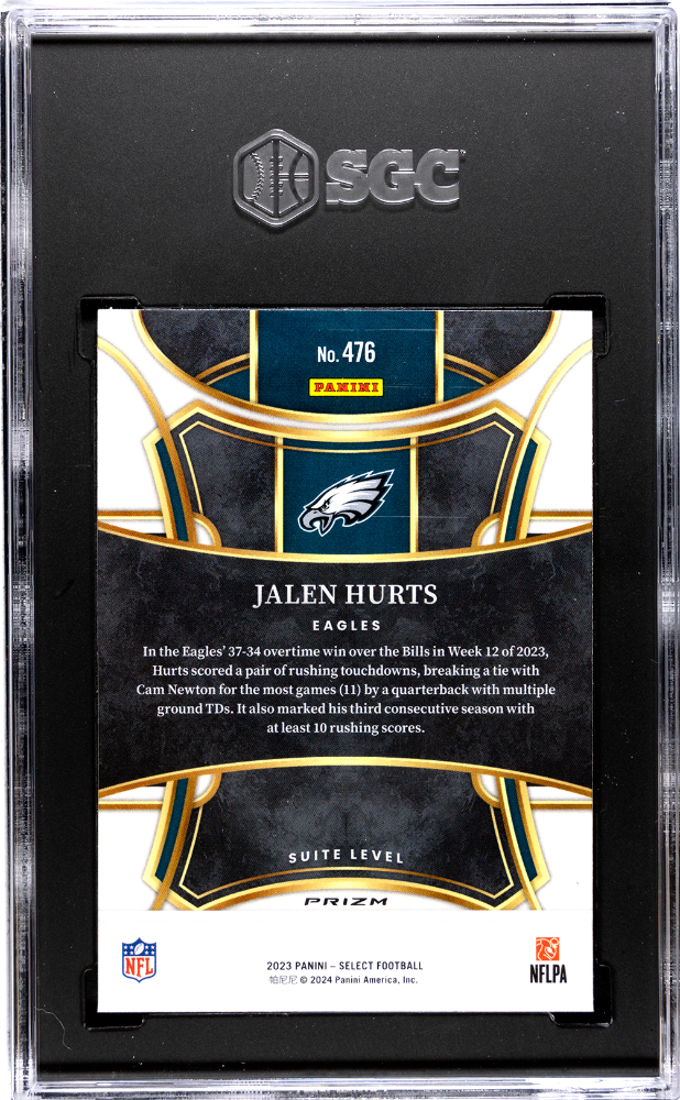 2023 Panini Select Jalen Hurts #476 Silver Prizm SGC 9.5