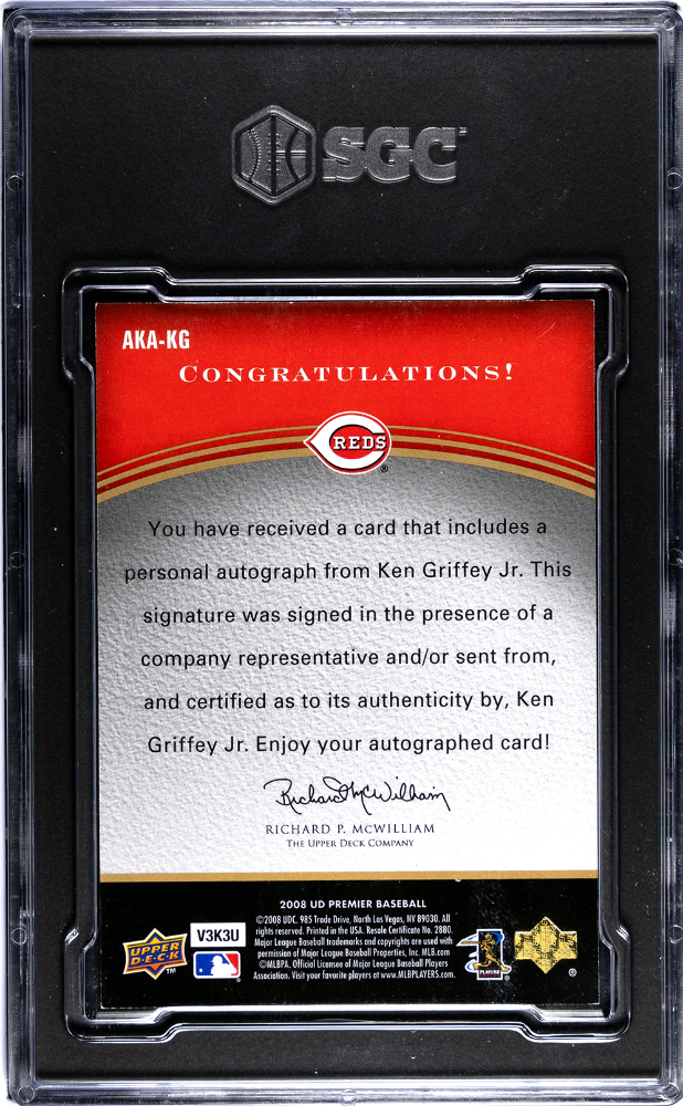 2008 Upper Deck Premier Ken Griffey JR. #AKA-KG Aka Sigs. SGC 8 #/25