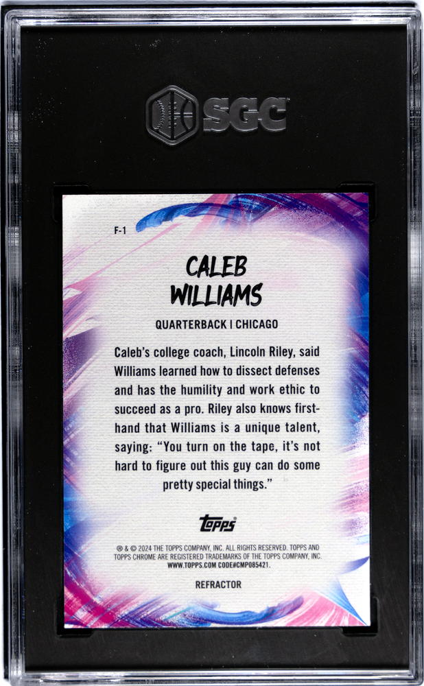 2024 Topps Chrome Caleb Williams #F-1 Finesse Refractor SGC 10