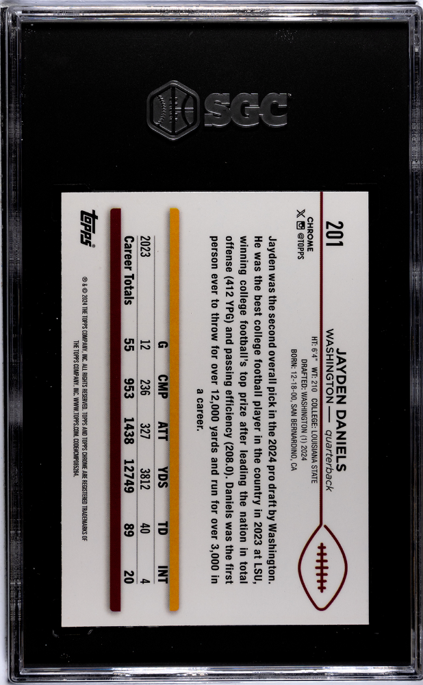 2024 Topps Chrome Jayden Daniels #201 SGC 10