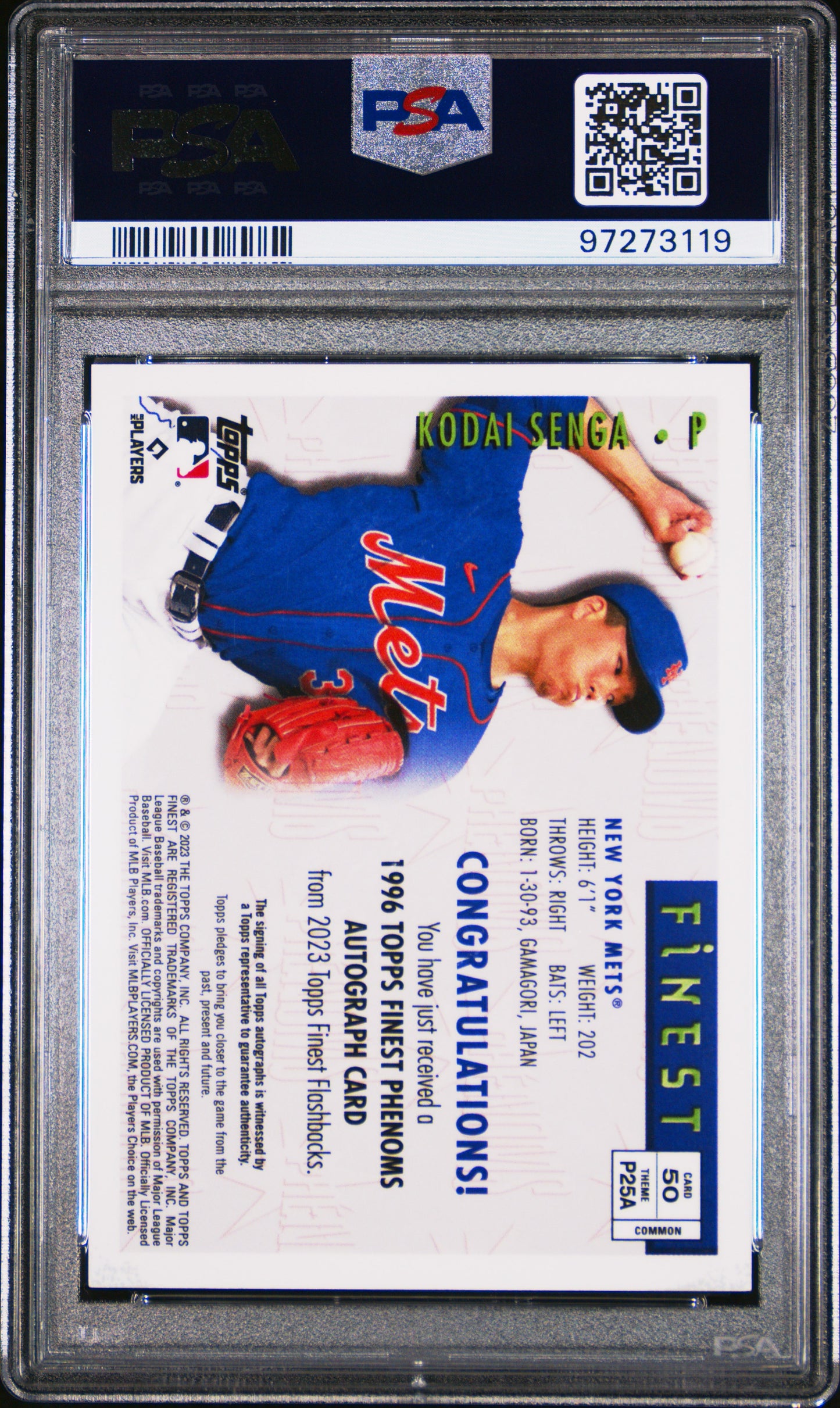 2023 Topps Finest Flashbacks Kodai Senga #50 Autograph 27/50 PSA 9