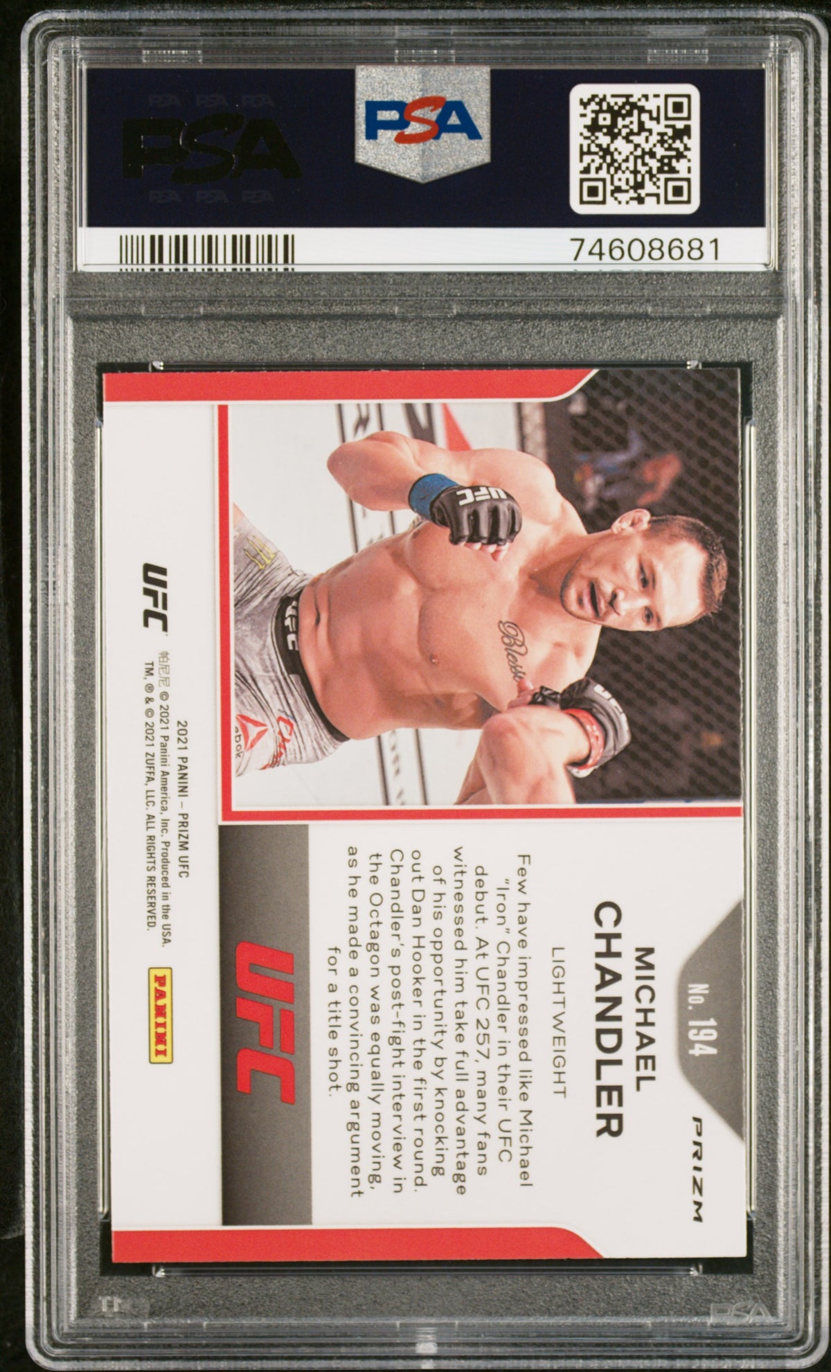 2021 Panini Prizm UFC Michael Chandler #194 Silver PSA 10