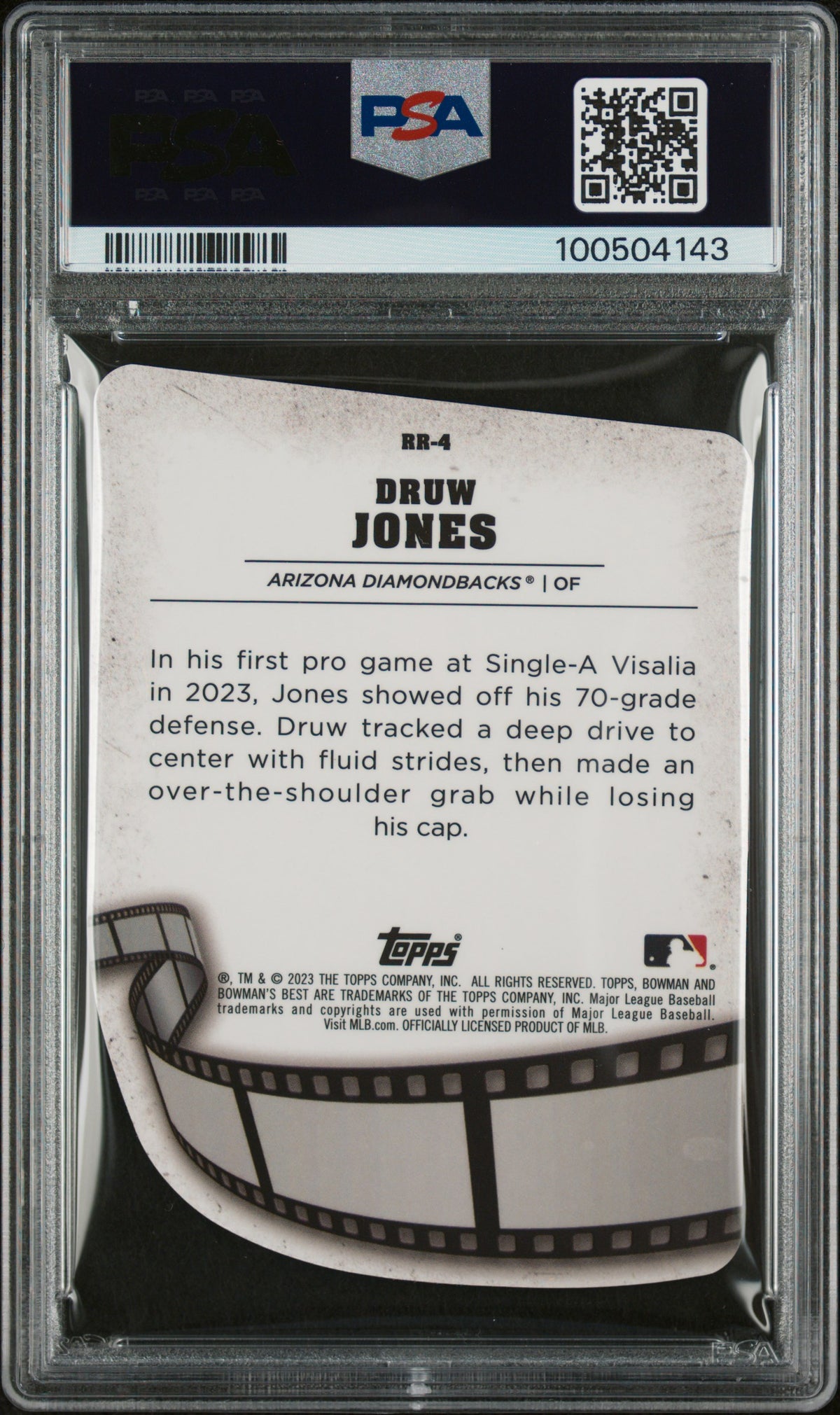 2023 Bowman's Best Reel To Reel Die-Cuts Druw Jones #RR4 PSA 10