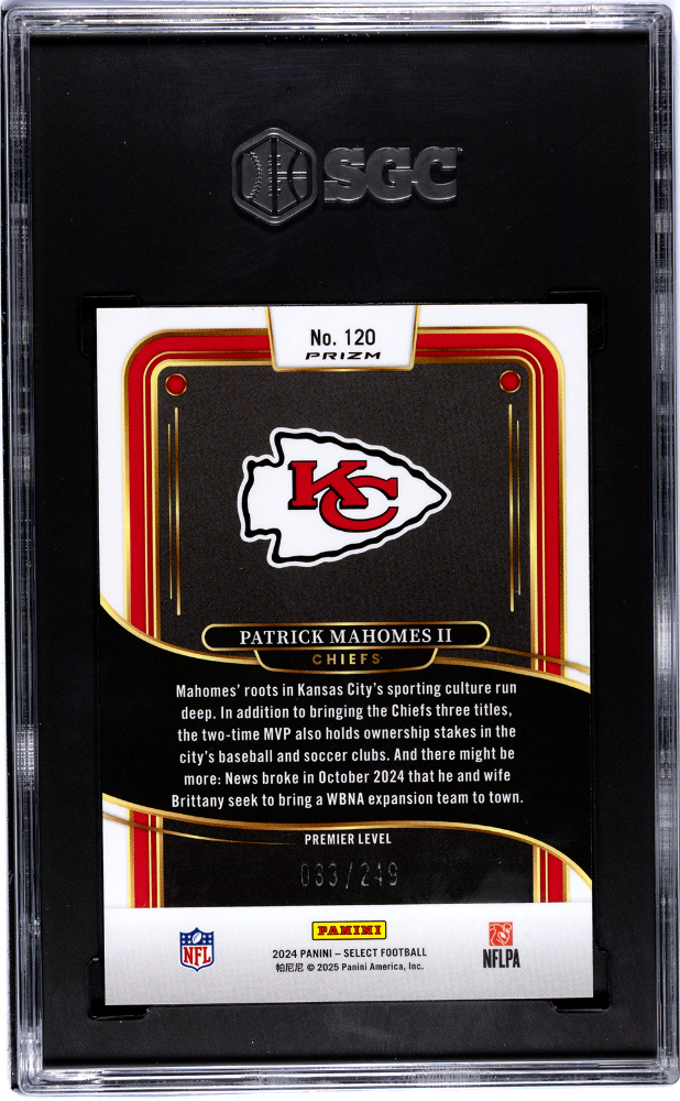 2024 Panini Select Patrick Mahomes II #120 Tri Color Prizm SGC 10