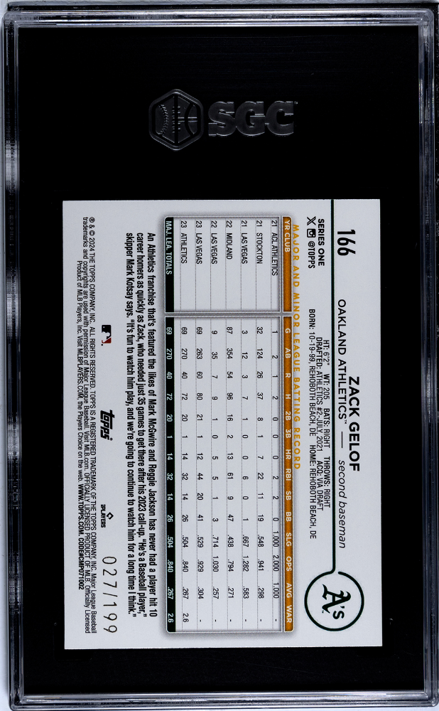 2024 Topps Zack Gelof #166 Red Crackle Foilboard SGC 9.5