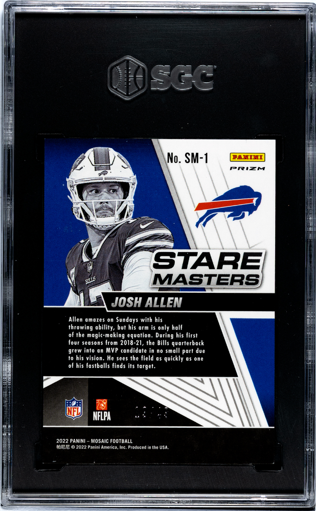 2022 Panini Mosaic Josh Allen #SM-1 Stare Masters Purple Prizm SGC 10