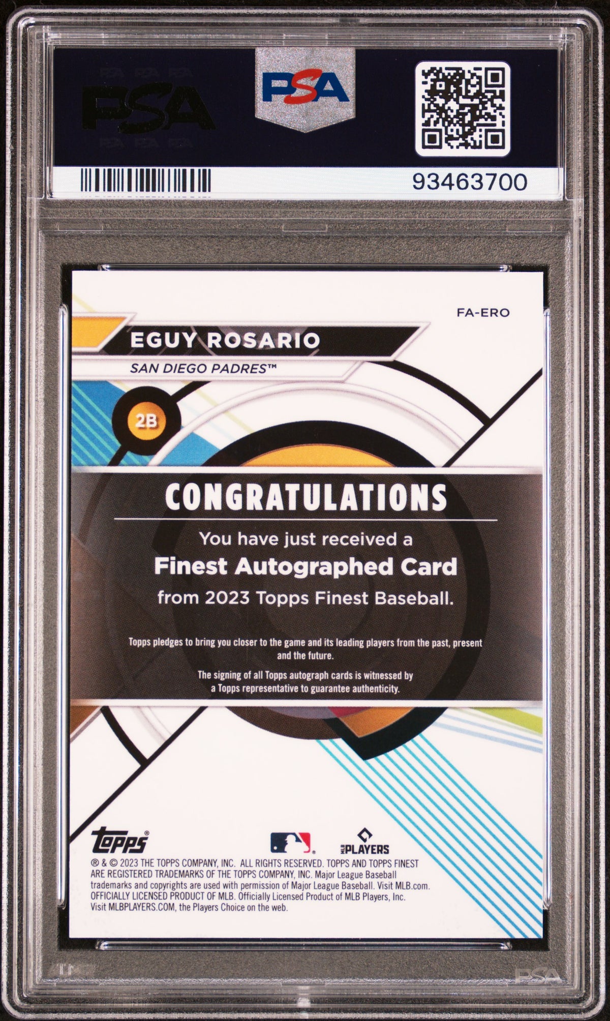 2023 Topps Finest Finest Autographs Eguy Rosario #ERO PSA 9