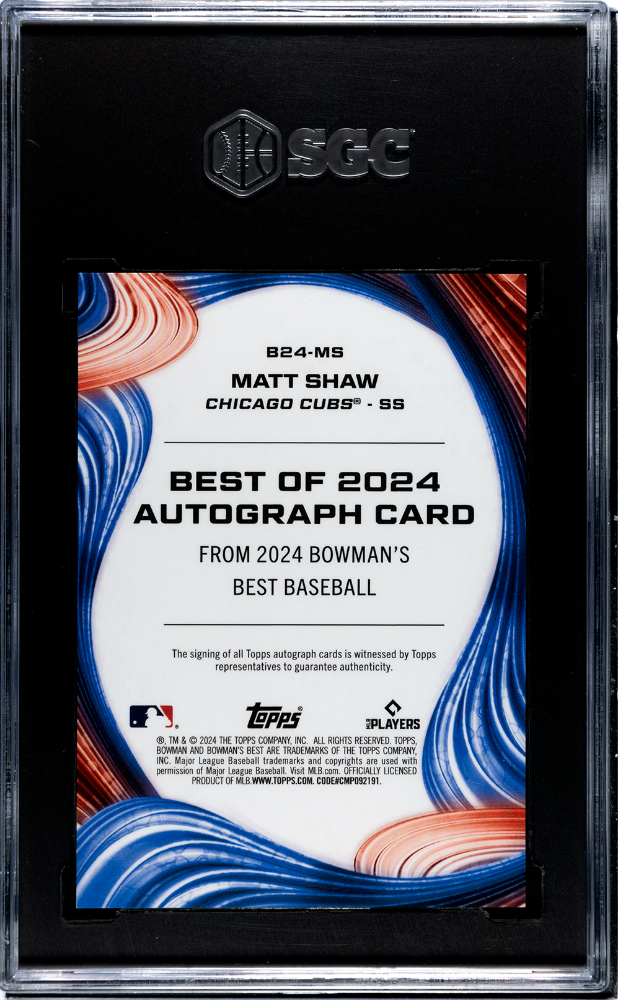 2024 Bowman's Best Matt Shaw #B24-MS Of '24 Autograph Gold Refractor SGC 10