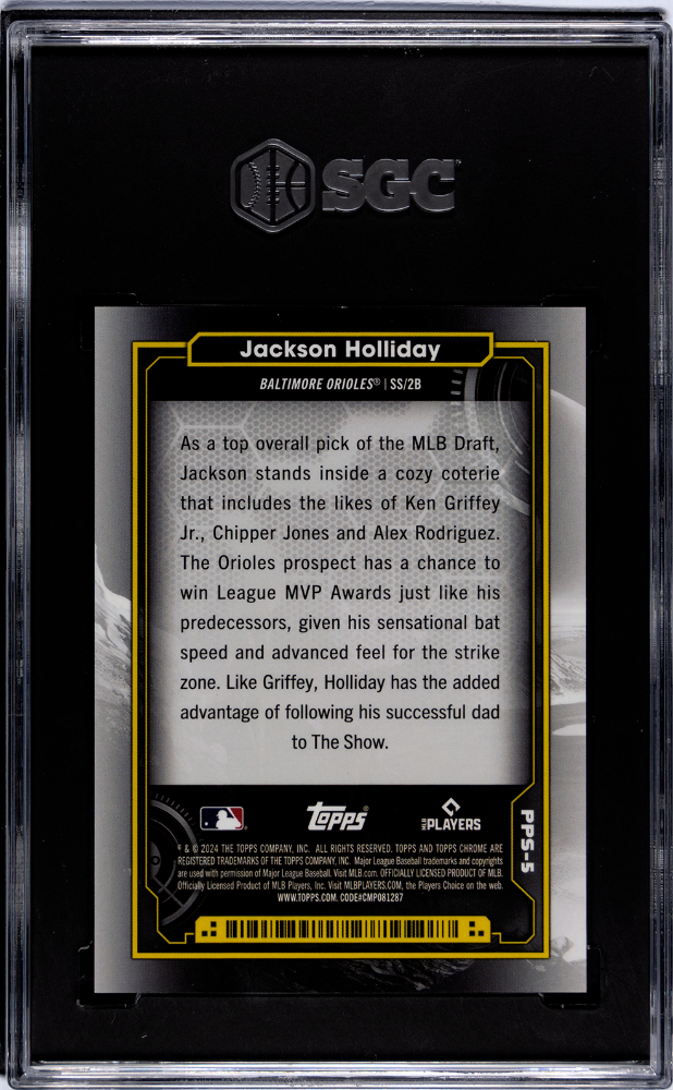 2024 Topps Cosmic Chrome Jackson Holliday #PPS-5 Pursuit The Sun SGC 10